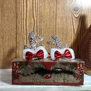 New Spa Bunny Red and White Reindeer Headband
